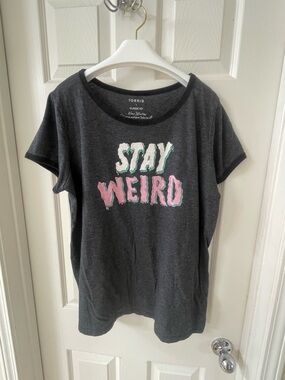 torrid Charcoal Tee with Pink & Mint 'Stay Weird' Graphic